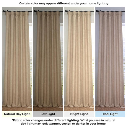 HPD Half Price Drapes Cortinas opacas de lino sintético texturizado para dormitorio de 120 pulgadas de largo (1 panel), cortinas extra anchas de 100 pulgadas de ancho x 120 pulgadas de largo para sala de estar, decoración del hogar, color Nomad Tan