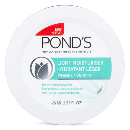 Pond's Light Moisturizing Cream for Soft and Glowing Skin Vitamin E, 3 Pack of 2.53 fl oz, Each