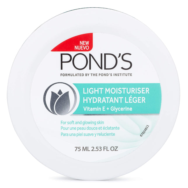 Pond's Light Moisturizing Cream for Soft and Glowing Skin Vitamin E, 3 Pack of 2.53 fl oz, Each
