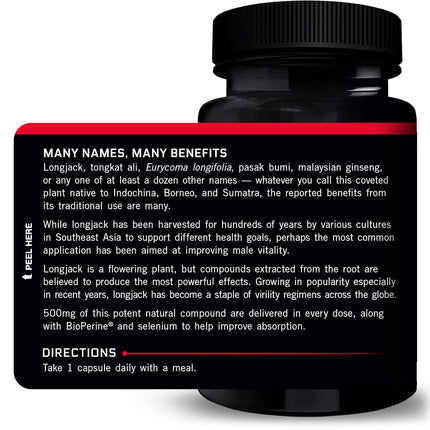 Force Factor Longjack Tongkat Ali for Men, Longjack Extract to Support Male Vitality and Improve Drive, Longjack Capsules with Superior Absorption and Key Natural Ingredients, 60 Capsules (2-Pack)