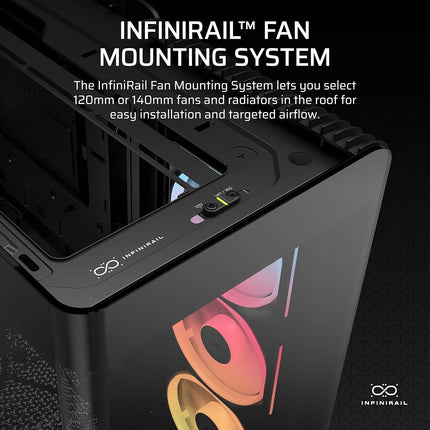 CORSAIR FRAME 4500X LX-R RGB LINK Panoramic Glass Mid-Tower PC Case – InfiniRail Mounting System, Fits Dual 360mm Radiators, GPU Anti-Sag, 3x LX120R RGB LINK Fans Included – Black