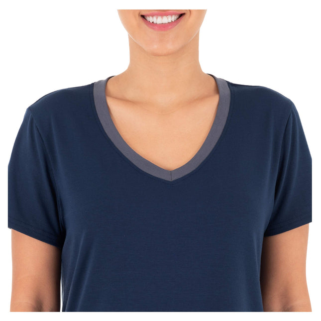 Fruit of the Loom Conjunto de pijama de 2 piezas de camiseta de manga corta y pantalón para mujer, azul medianoche, 2X