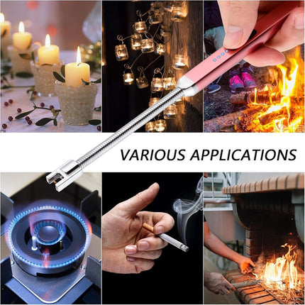 MEIRUBY Electric Arc Lighter USB Rechargeable Candle Camping BBQ Christmas Stocking Stuffers Gifts for Men Women Rose Gold