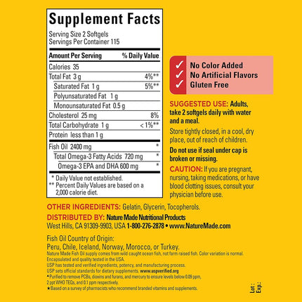 Nature Made - Omega-3 Fish Oil 1200 mg. - 230 Liquid Softgels