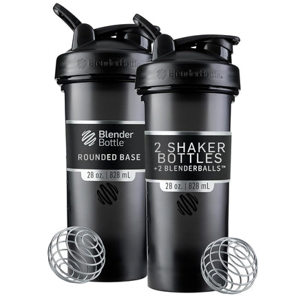 BlenderBottle Classic V2 Shaker Bottle Perfect for Protein Shakes and Pre Workout, 28-Ounce, Black, 2 Pack