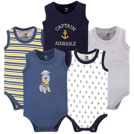 Hudson Baby Unisex Baby Cotton Sleeveless Bodysuits, Sailor Dog, 9-12 Months