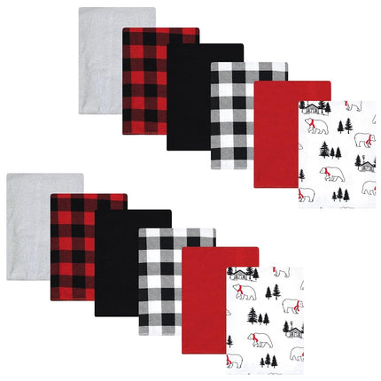 Lot de bavoirs en flanelle de coton unisexe Hudson Baby, motif d'ours en carreaux de buffle, taille unique