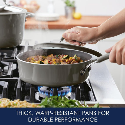 Rachael Ray Cook + Create Nonstick Sauté Pan with Lid, 3 Quart, Gray