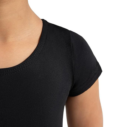 Capezio Girls Team Basic Short Sleeve Leotard, Black, 8-10