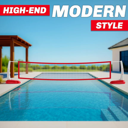 GoSports Splash Net PRO Pool Volleyball Net - Includes 2 Water Volleyballs and Pump - Red