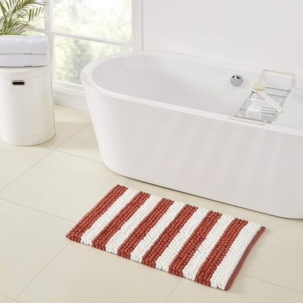Refinery29 James Striped Noodle Cotton Chenille Bath Rug, 21" x 34", Orange