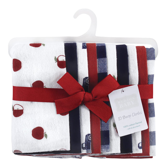 Bavoirs en flanelle de coton pour bébé Hudson Baby, motif verger de pommes, taille unique