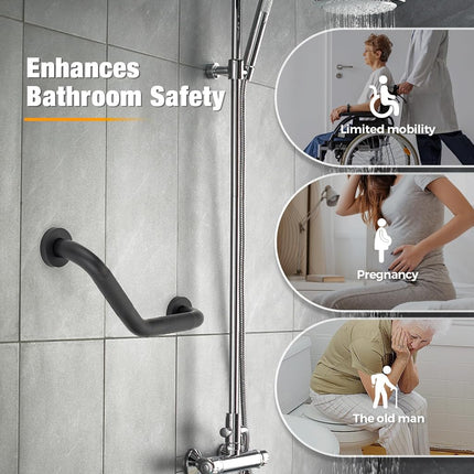 Grab Bars for Shower, 2 Pack, 16 Inch Angled Anti-Slip, Black