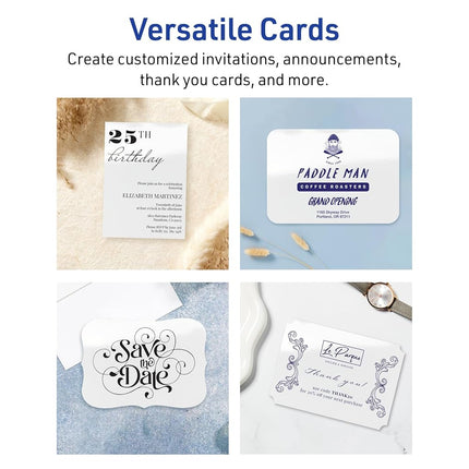 Avery Printable Rectangle Cards, Sure Feed Technology, 5" x 7", Glossy White Cardstock, Laser/Inkjet Printable, 20 Total, Great for Invitations and Thank You Messages