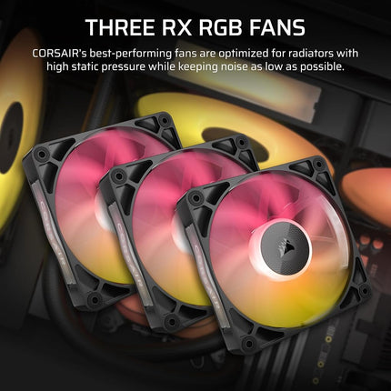 Corsair iCUE LINK TITAN 360 RX LCD Liquid CPU Cooler � 360mm AIO � Low-Noise � FlowDrive Cooling Engine � Intel LGA 1851/1700, AMD AM5/AM4 � 3x RX120 RGB Fans � iCUE LINK System Hub Included � Black