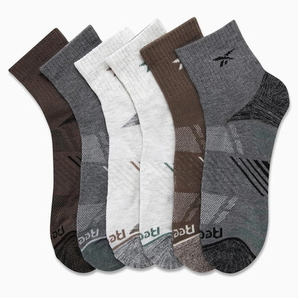 Reebok Mens Quarter Socks - 6 Pack Moisture Wicking Performance Stretch Athletic Ankle Socks for Men (Sizes: 6-12.5)