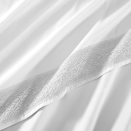 Modern Threads Pacific Coast Textiles 3 PIECE CROCHET LACE MICROFIBER SHEET SET WHITE TWIN, Microfibre