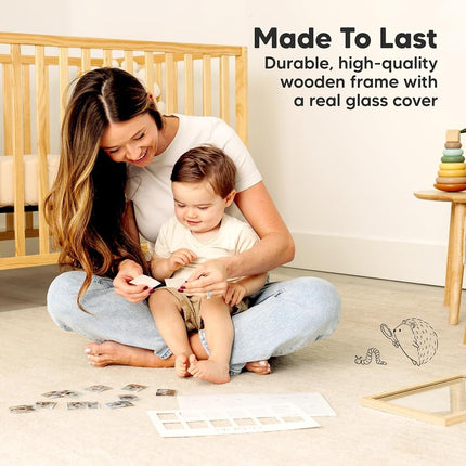 My First Year Photo Frame, 12 Months Baby Photo Frame for Newborn Girl, Boy, Baby Shower Gifts Keepsakes, Gender-Neutral Baby Milestone, 1st Nursery Decor Photo Collage Display Board (Ash Wood)
