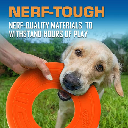 Jouet pour chien d'extérieur Nerf Dog Atomic Flyer, disque volant de 25,4 cm pour chien, jouet en caoutchouc pour chiens moyens et grands, orange
