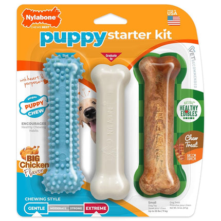 Nylabone Puppy Chew Toys & Natural Treat Triple Pa