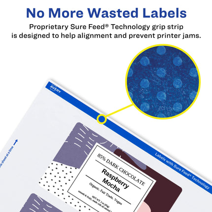 Avery Matte White Rectangle Labels with Sure Feed, 2" x 5", 400 Matte White Printable Labels
