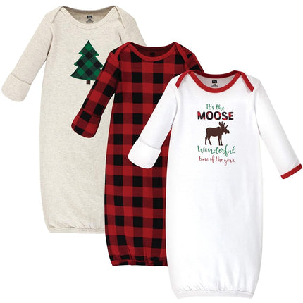 Hudson Baby Baby-Girls Cotton Gowns, Moose Wonderful Time, Preemie-Newborn