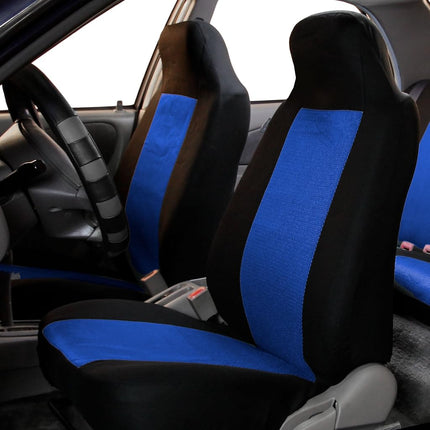 FH Group FB102BLUE102 Blue Classic Cloth 3D Air Mesh Front Set Bucket Auto Seat Cover, Set of 2