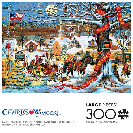Buffalo Games - Charles Wysocki - Small Town Christmas - 300 Piece Jigsaw Puzzle for Adults Challenging Puzzle Perfect for Game Nights - Finished Puzzle Size is 21.25 x 15.00
