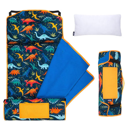 Alfombrilla Wildkin acolchada para siestas para niños – Microfibra suave con almohada y correas elásticas para la escuela y viajes - Dinosaurios jurásicos