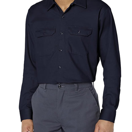 Red Kap Men's Long Sleeve Deluxe Heavyweight Cotton Shirt, Dark Navy, Large