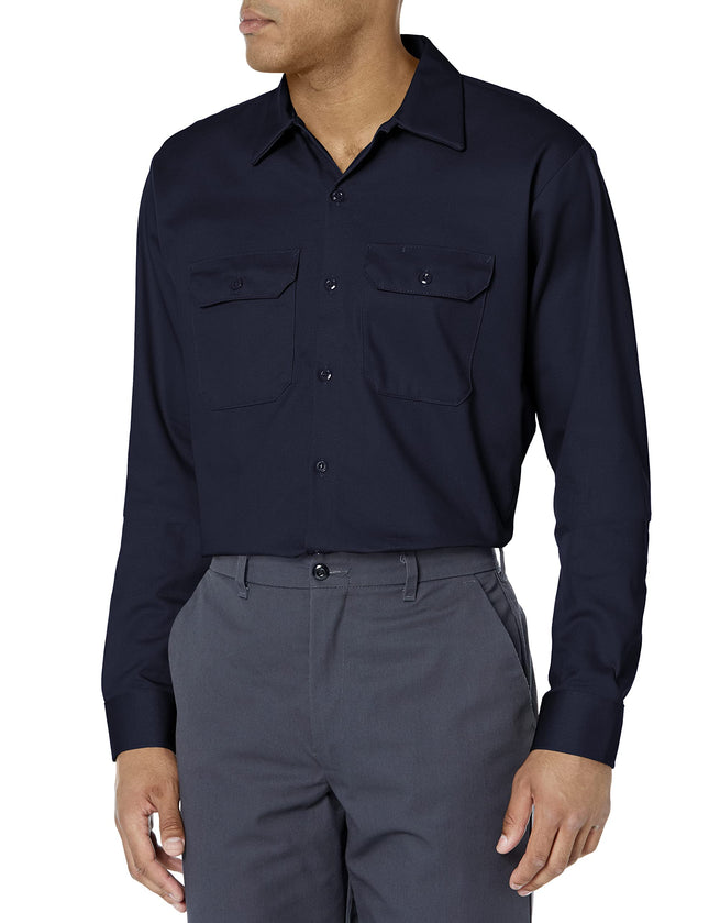 Red Kap Men's Long Sleeve Deluxe Heavyweight Cotton Shirt, Dark Navy, Large