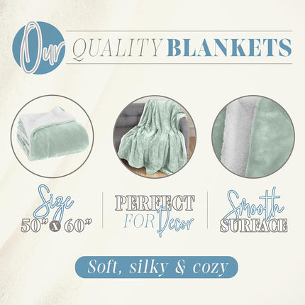 Elegant Comfort Reversible, Solid Sherpa Throw Blanket, All-Season Blanket- Super Soft, Cozy and Plush- Decorative Throw, Perfect for Lounging, 50 x 60 inches, Sherpa Throw Mint Green