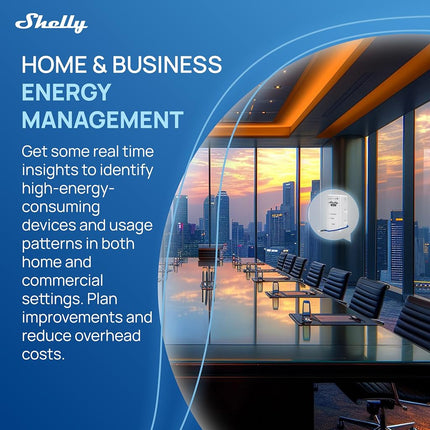 Shelly 3EM-63T Gen3, Wi-Fi Three Phase or Single Phase Installations Energy Meter, 4-Quadrant Measurement, Flat Terminals, No Load Threshold, Photovoltaic Ready, No Hub Required, Accuracy Class B