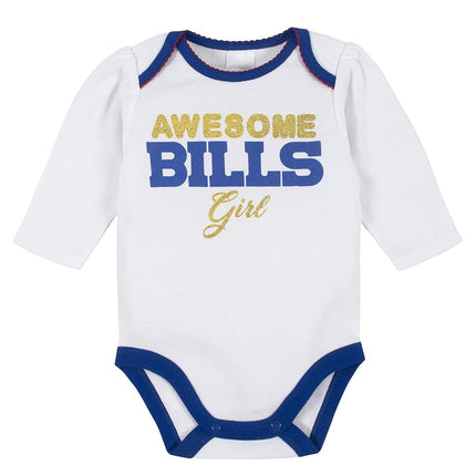 NFL 3 Pack Bodysuit Footed Pant and Cap, Pink GirlBuffalo Bills, 6-9M