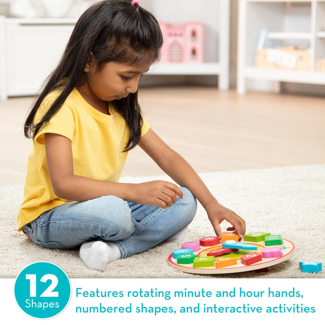 Melissa & Doug Shape Sorting Clock (Developmental Toy, Sturdy Wooden Construction, Develop Time-Telling Skills)