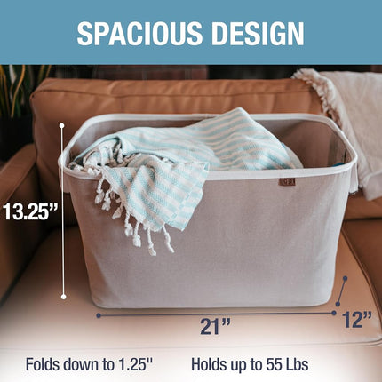 CleverMade Collapsible Fabric Laundry Basket - Premium Foldable Pop Up Storage Bin - Space Saving Hamper with Side Handles Large, Mocha, 2 Pack