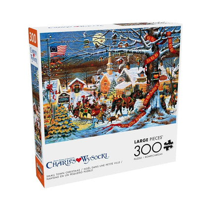 Buffalo Games - Charles Wysocki - Small Town Christmas - 300 Piece Jigsaw Puzzle for Adults Challenging Puzzle Perfect for Game Nights - Finished Puzzle Size is 21.25 x 15.00