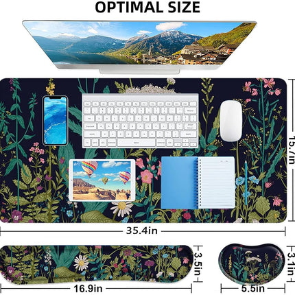 Large Mouse Pad with Wrist Rest, 4-in-1 Wrist Rest for Keyboard and Mouse