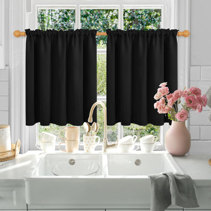Deconovo Black Rod Pocket Curtains, Blackout Drapes 63 Inch Length, Thermal Insulated Curtain Panels for Bedroom, 42W x 63L Inch, Black, 2 Panels