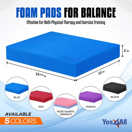 Yes4All Foam Balance Pad for Balance Exercises and Core Strength- Size L 15.5"x 13"x 2" Blue