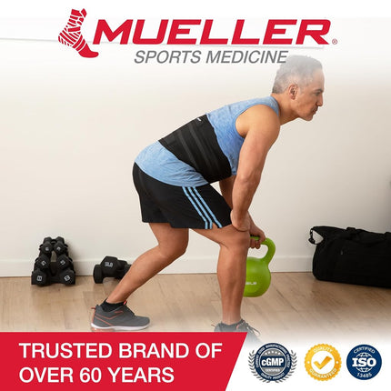 Mueller Sports Medicine Adjustable Back Brace One Size Fits Most, Black