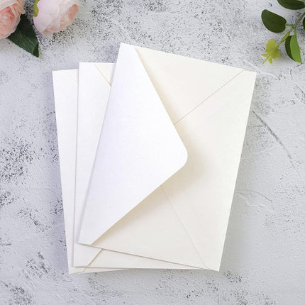 PONATIA 50 PCS/Pack A7 Envelopes, 5.25 x 7.5'' Shiny Ivory Envelopes, Perfect 5x7 Envelopes for Wedding Invitation Cards, Christmas Gift Cards Envelopes, Acrylic Invitations, Photos