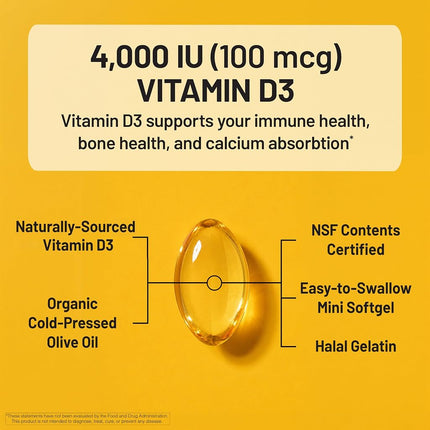 NatureWise Vitamin D3 4,000 IU for Healthy Muscle Function, Bone Health, and Immune Support | Non-GMO and Gluten-Free in Cold-Pressed Organic Olive Oil Capsule [1-Year Supply - 360 Count]