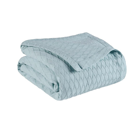 Superior 100% Cotton Thermal Blanket, Soft and Breathable Cotton for All Seasons, Bed Blanket and Oversized Throw Blanket with Luxurious Diamond Weave - Twin Size, Aqua