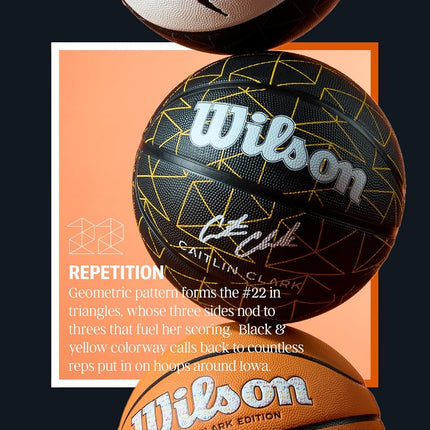 WILSON Caitlin Clark Repetition Basketball - Black/Yellow, Size 5-27.5"