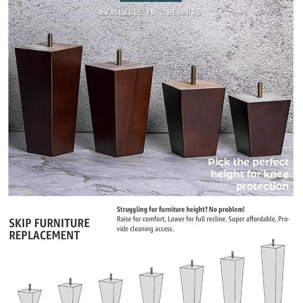 La Vane 3 inch / 8cm Solid Wood Furniture Legs Set of 4, Walnut Square Pyramid Replacement Feet for Couch Sofa Armchair - Mid-Century Modern with Pre-Drilled M8 Bolt & Metal Mounting Plates