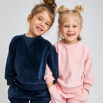 HonestBaby Baby 2-Piece Cozy Velour 100% Cotton Sweatshirt and Jogger Sweatpants Set, Navy, 6-9 Months