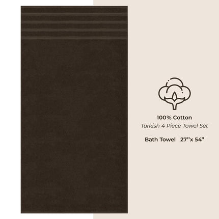 Juego de toallas de baño American Soft Linen de lujo de 4 piezas, toallas de baño turcas 100 % algodón para baño, toallas de ducha de baño extra grandes de 68,5 x 137 cm, toallas de baño marrones