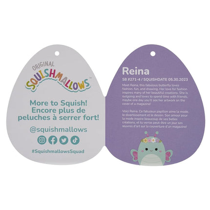 Squishmallows Original Reina, Mariposa Verde de 8 Pulgadas con Corona de Flores - Peluche Grande Oficial de Jazwares, SQER00879