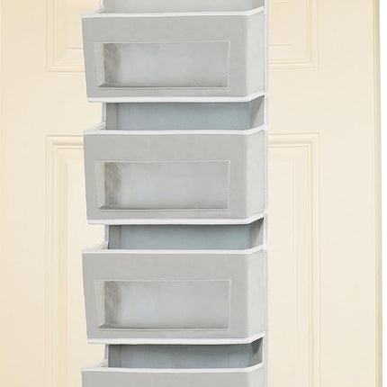 Organizador de pared/puerta Simple Houseware con 4 bolsillos de ventana transparente, gris